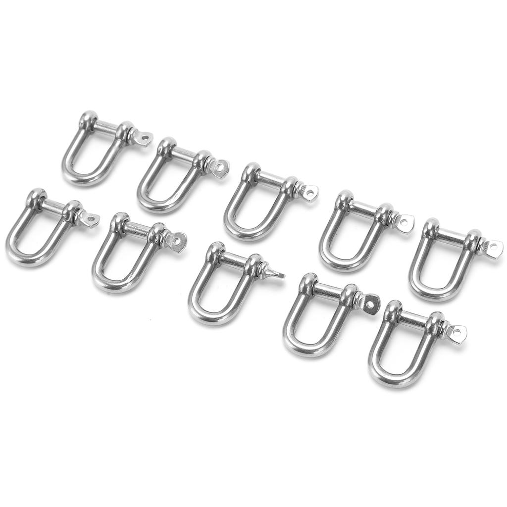 10Pcs M5 Straight D Shackle Stainless Steel D Type Rigging Chain Shackle Hook Sling Screw