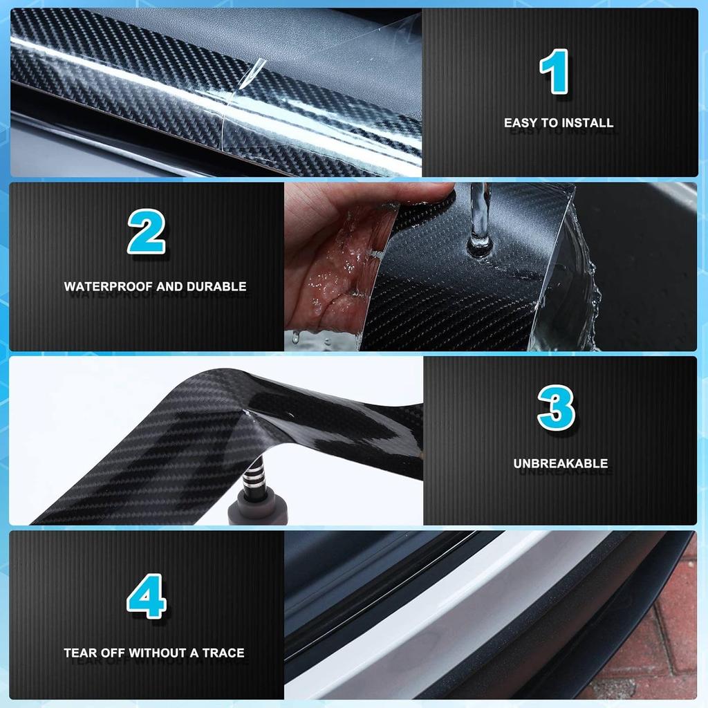 Tallew 3 Rolls 67 Ft Car Edge Door Guards Sill Protector 5D Carbon Fiber Vinyl Wrap Automotive Vehicle Anti Collision Film Fits (Black, 2 in x 17, 4