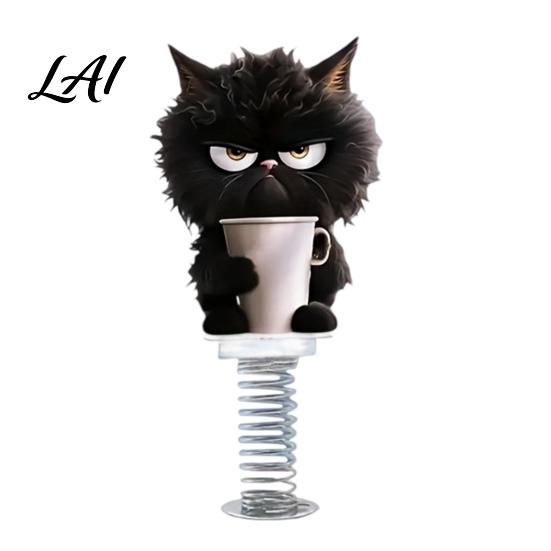 Miniature Cat Dashboard Ornaments Cute Car Decorations with Spring Swing Design 2D Flat Acrylic Kitten Gift for Lovers Ornaments Stable Self