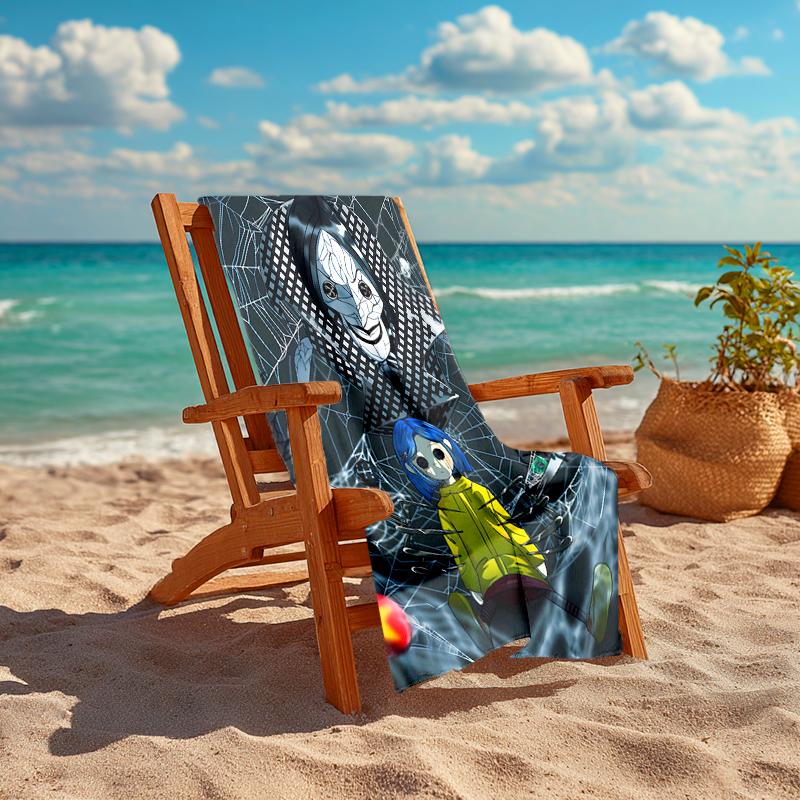 1pc C-Coraline (2) Beach Towel, Comfortable and Thick, and Swimming/Bath/Picnic/Camping Towel, Suitable for Seaside Beaches