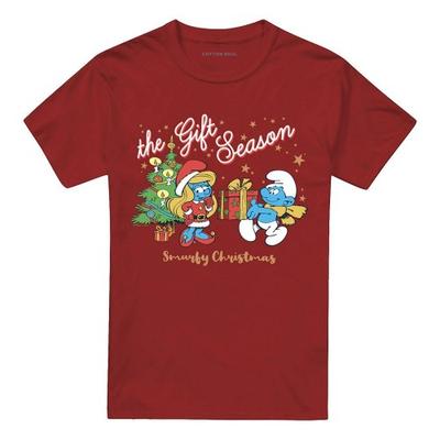 The Smurfs Unisex Adult The Gift Season Smurfette Christmas T-Shirt