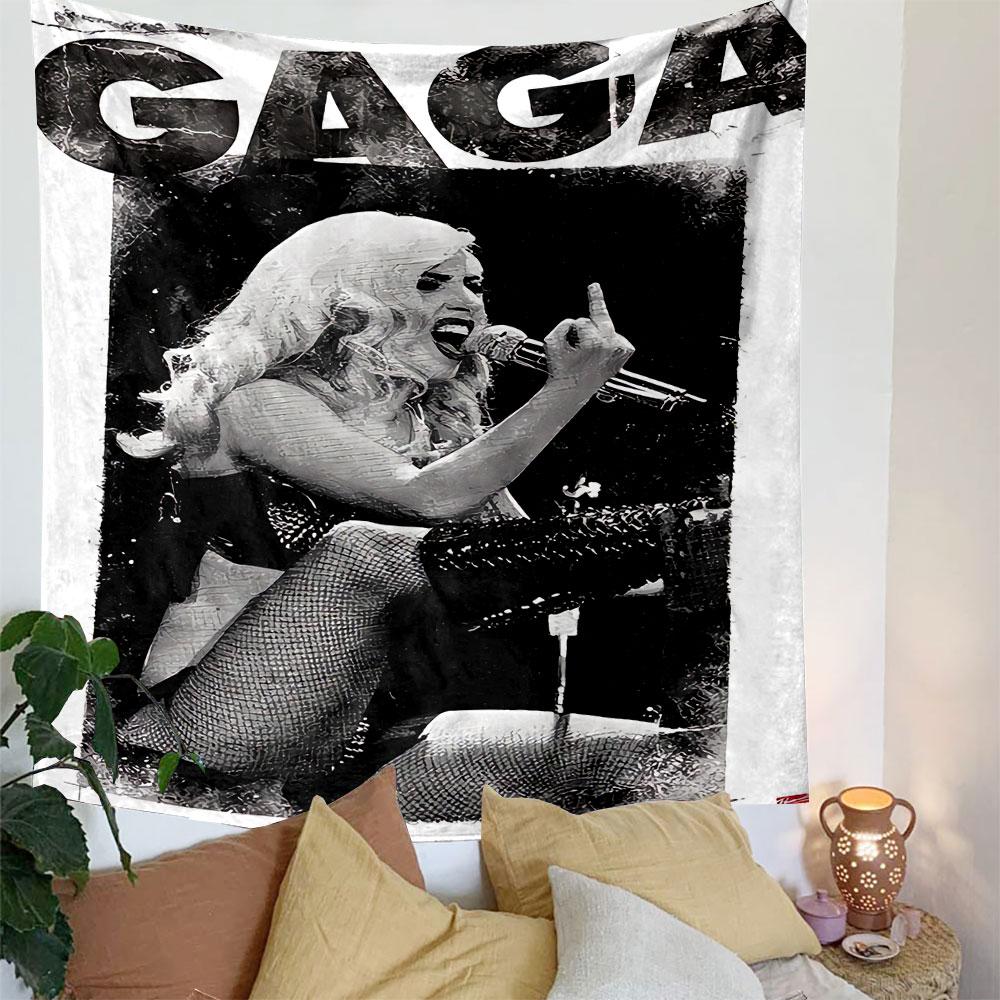 Gaga Poster Tapestry Wall Hanging, Pop Star Retro Art, Bold Music Wall Decor for Bedroom Dorm