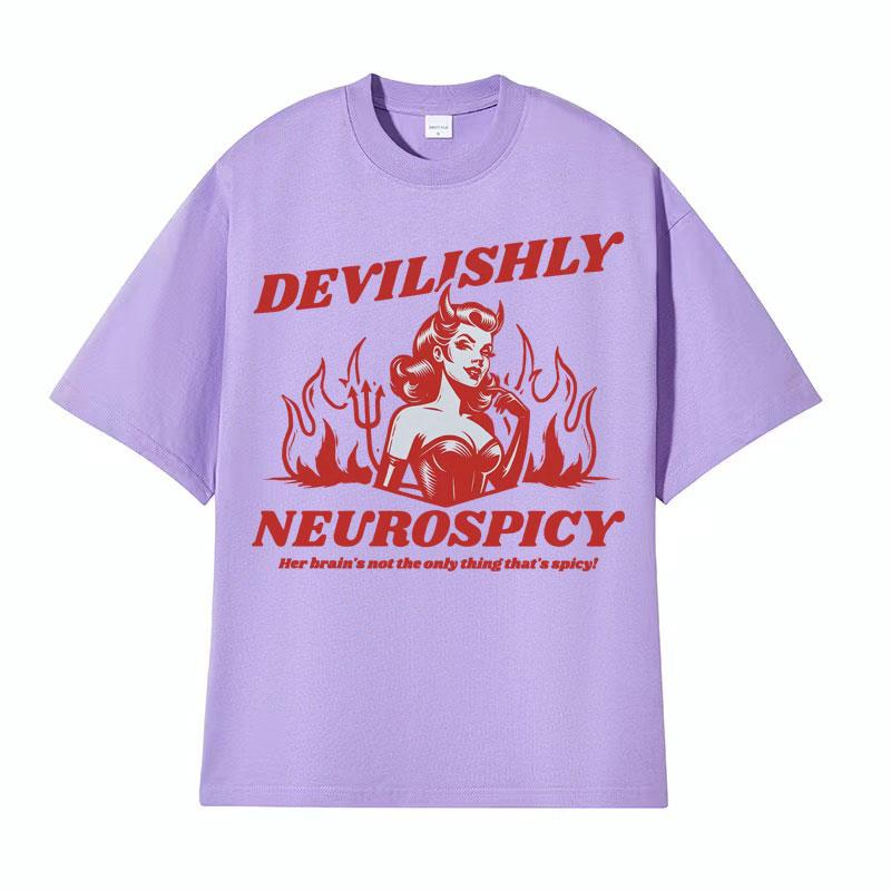 

Смішна футболка для жінок з СДУГ, Диявольськи Нейропряна, Вінтажний стиль, Футболки з гумором для дорослих, Чоловіча футболка Harajuku, Повсякденна футболка з круглим вирізом XS