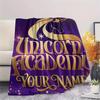 1PC Custom Name Unicorn Academy Patterned Flannel Blanket Suitable For All Seasons for Home Decor Warmth and Comfort Gifts Holiday Present