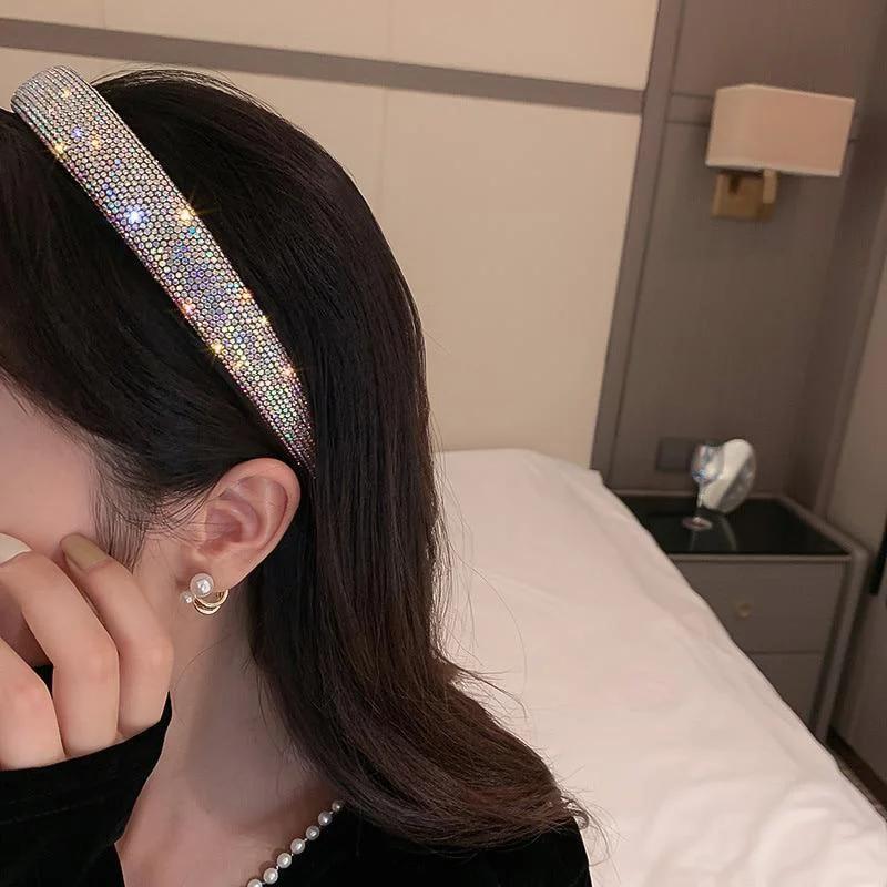Shiny Full Stylish and Versatile Headbands Silver Color Hairbands Velvet Headwear for Women Hair Beauty Accessories Gifts