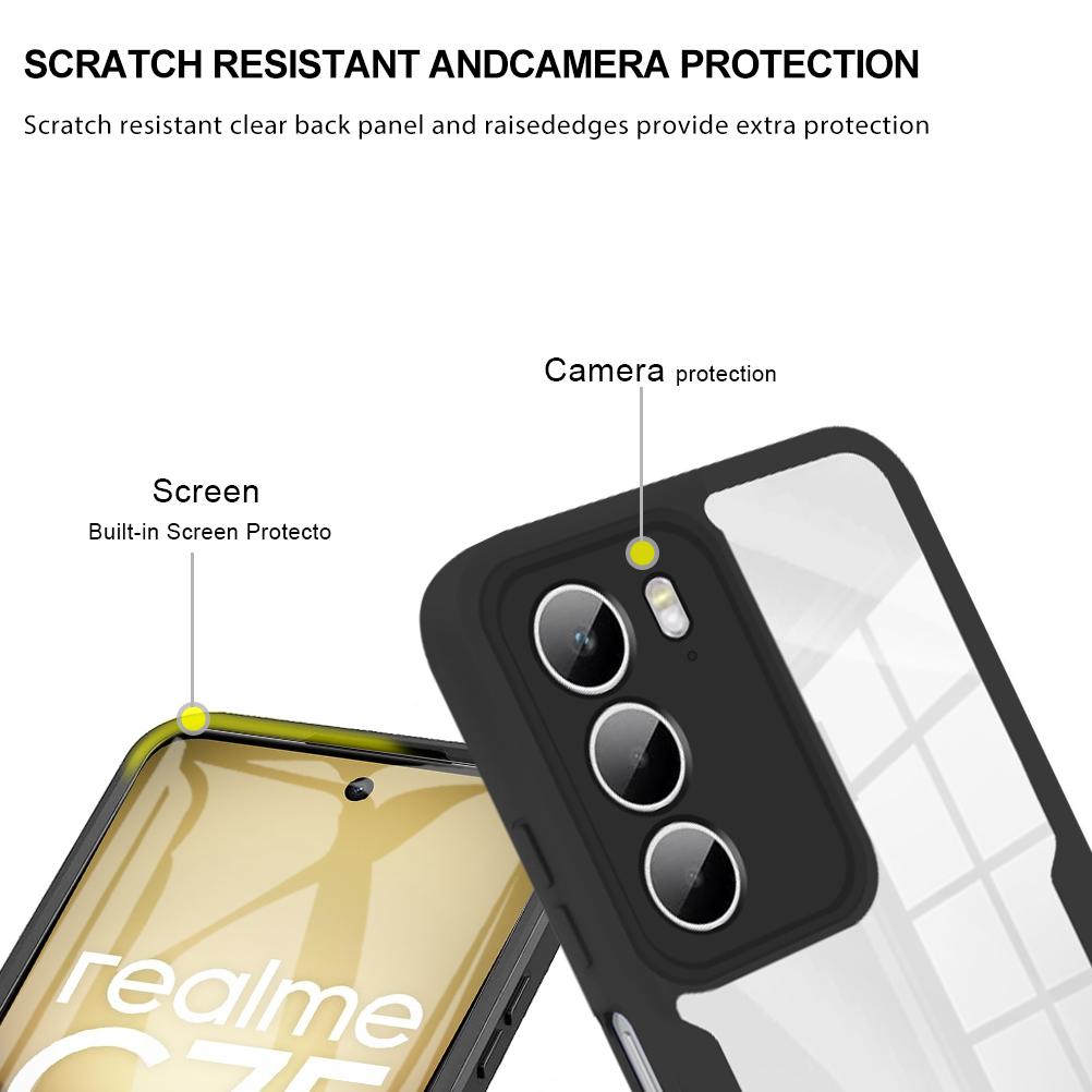 Etui 360 Stopni Do Realme C71 C75 C85 14T 8 9 14 15 Pro Plus 5G 6 C21Y C25Y Note 70 Wbudowana Ochrona Ekranu Pokrowiec Na Całe Ciało