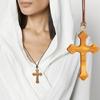 Lightweight Wooden Crucifix Necklace With Wood Detail Alternative Neckchain Jewelry For Sensitive Wearers