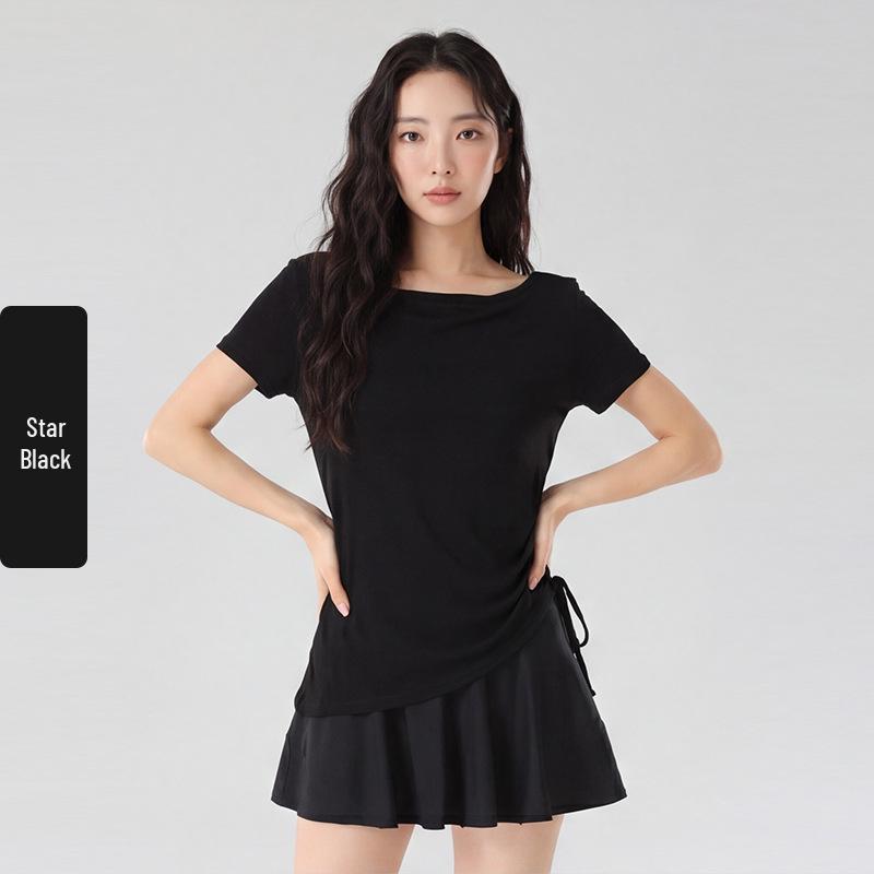 2026 Summer Lyocell Off-Shoulder Slimming Short-Sleeve Women's T-Shirt - Elegant & Versatile