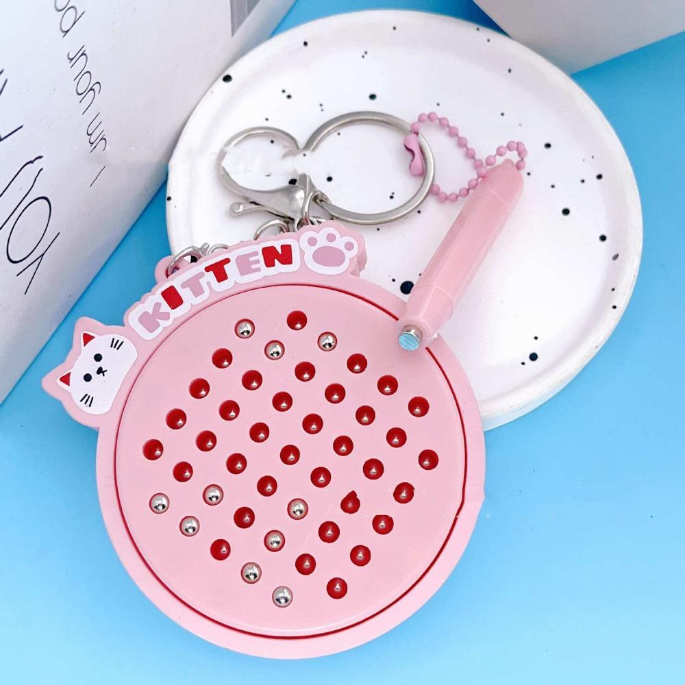DIY Mini Funny Keychain Relaxing Toy Cartoon Cat Pendant Magnetic Drawing Board Keyring  Children