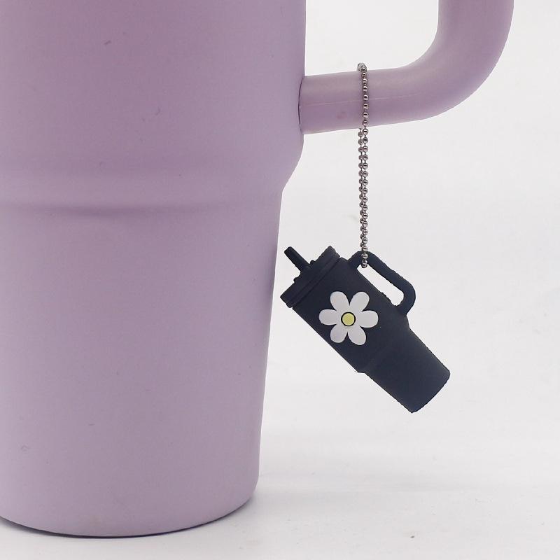 Popular Soft Rubber Stanley Cup Pendant Keychain - Creative Milk Tea Cup Keyring Available