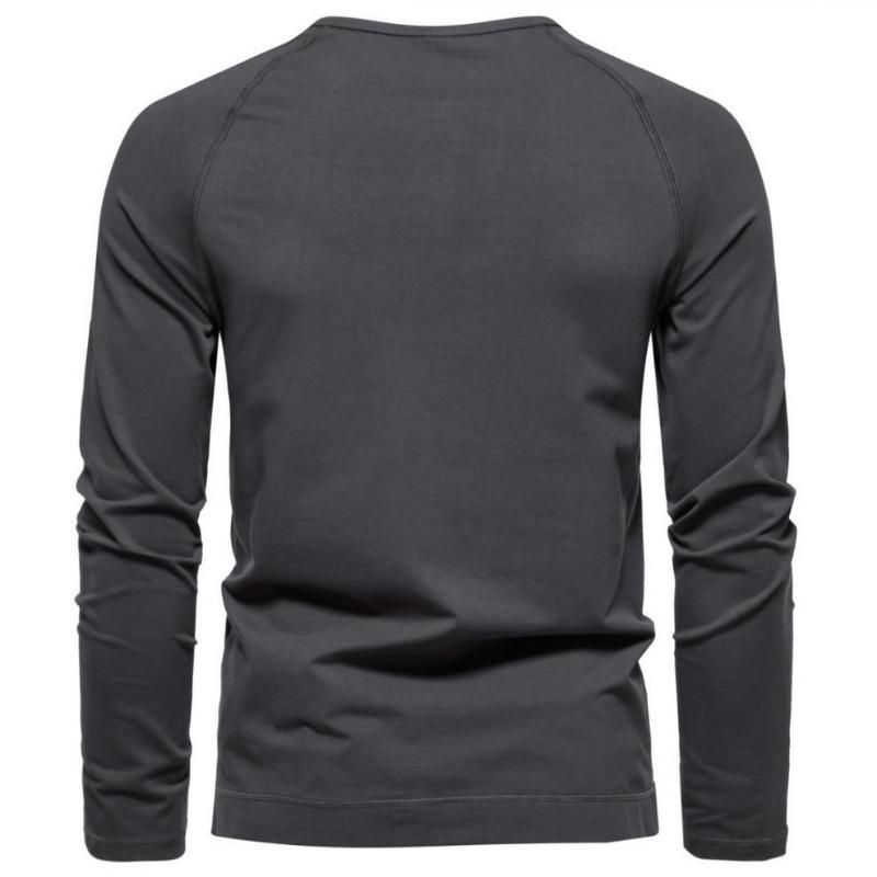 Men Solid Color Long Sleeve Casual Basic Bottoming T Shirt For Daily Wear
