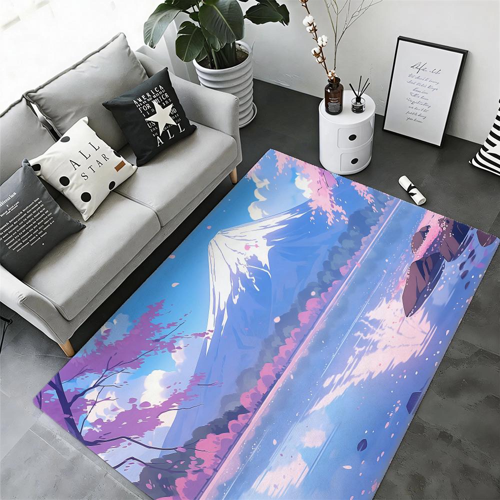 Famous Japanese Mountain Mount Fuji Floor Mat Soft Thickened Flannel Door Mat Non-Slip Living Room Rug Home Decor