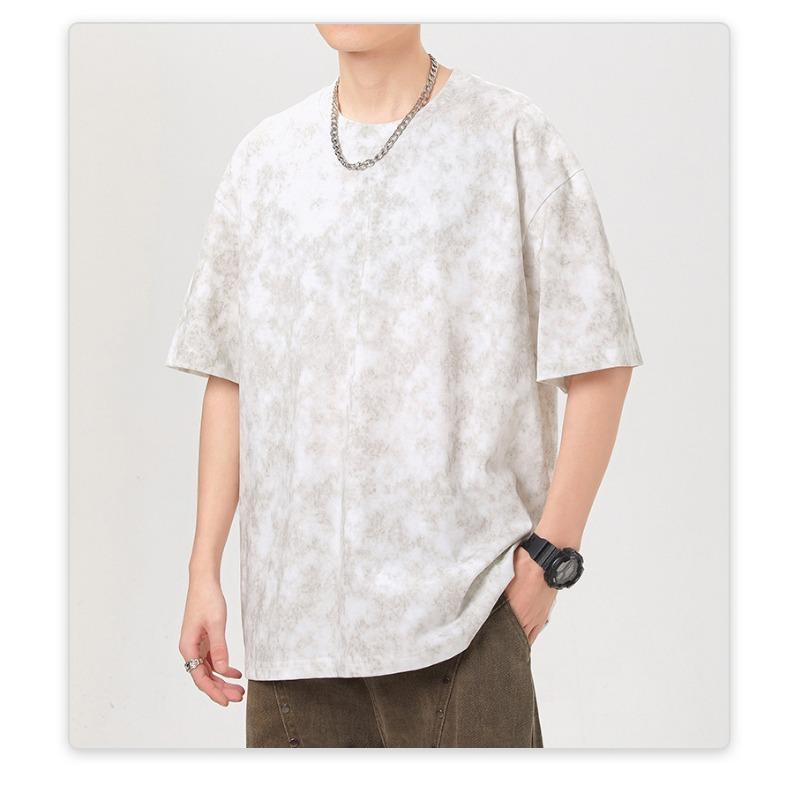 Summer and Summer American High-density Knitted Loose Fashion Men's T-shirt Short-sleeved