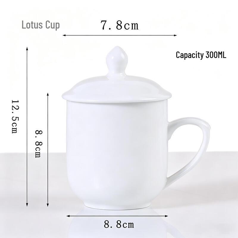 ETUB Ceramic Lotus Teacup with Lid, 300ml