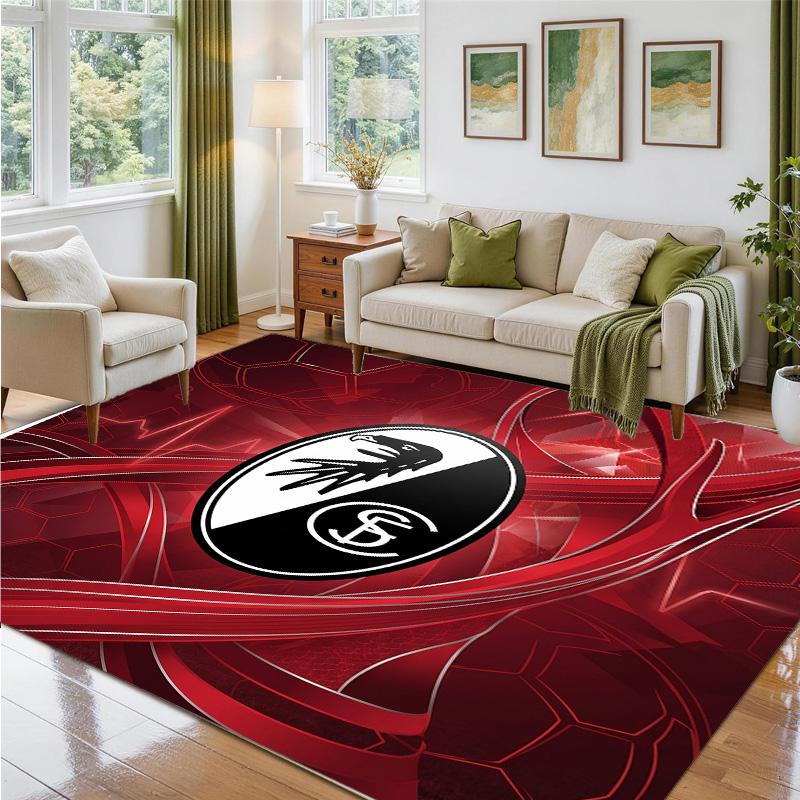 SC Freiburg FC Design Crystal Velvet Rug Soft Decorative Mat for Bedroom Entrance