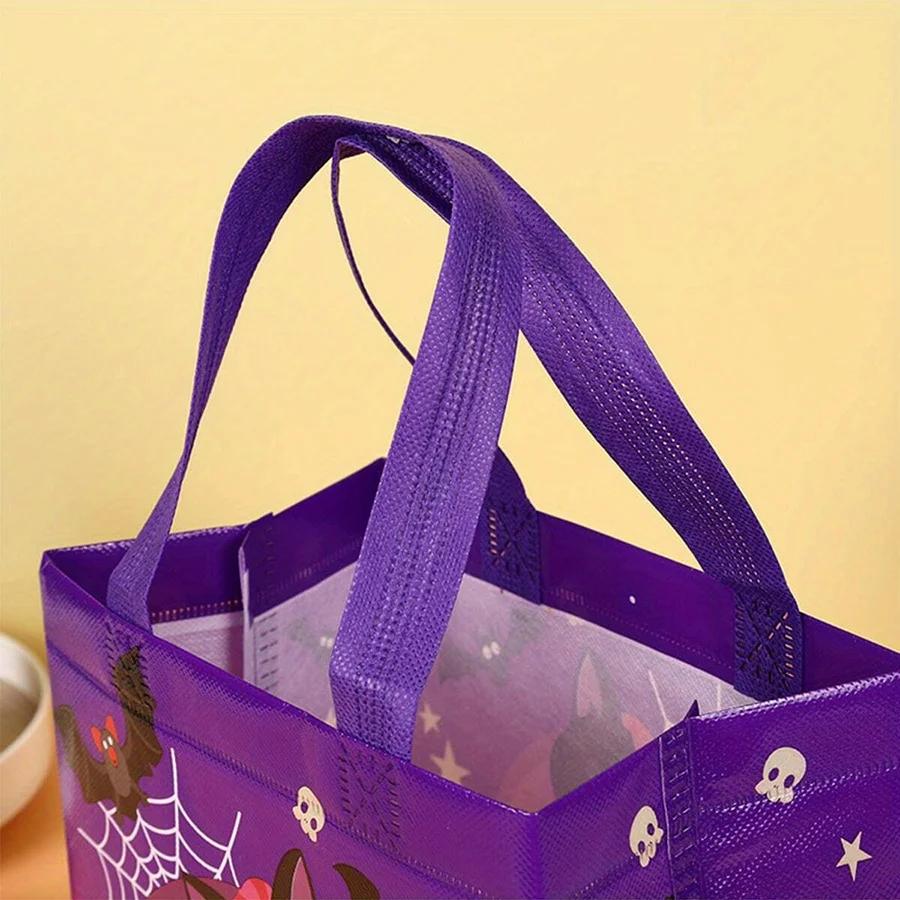 4pcs Halloween Theme Non-woven Cloth Gift Shopping Bag with Handle Reusable Pumpkin Bat Creative Trick or Treat Goodie Bags