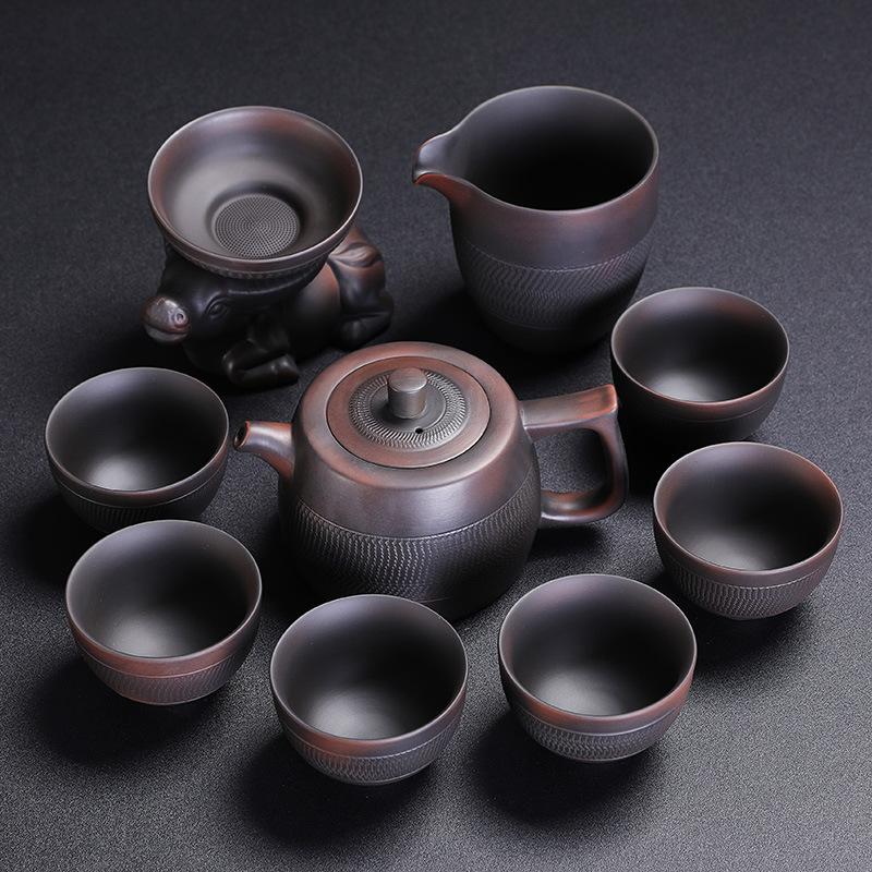 Purple Pottery Kung Fu Tea Set Household Purple Sand Brewing Teapot Teacup Tea Sea Tea Set Set High-End Business Gifts