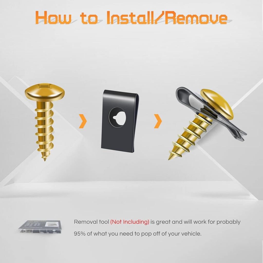 OTUAYAUTO 170PCS Car U Clips With Screw Assortment Kit - 10 Different Sizes Automotive U Nut And Screw Clip, Automotive U Nut Screw Clip, For Car