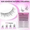 Cybersnc 110Pcs Self Adhesive Eyelashes, Self Adhesive Eyelash Clusters, Lash Clusters Press On Lashes Self Stick Cluster Lashes Pre Glued Eyelas