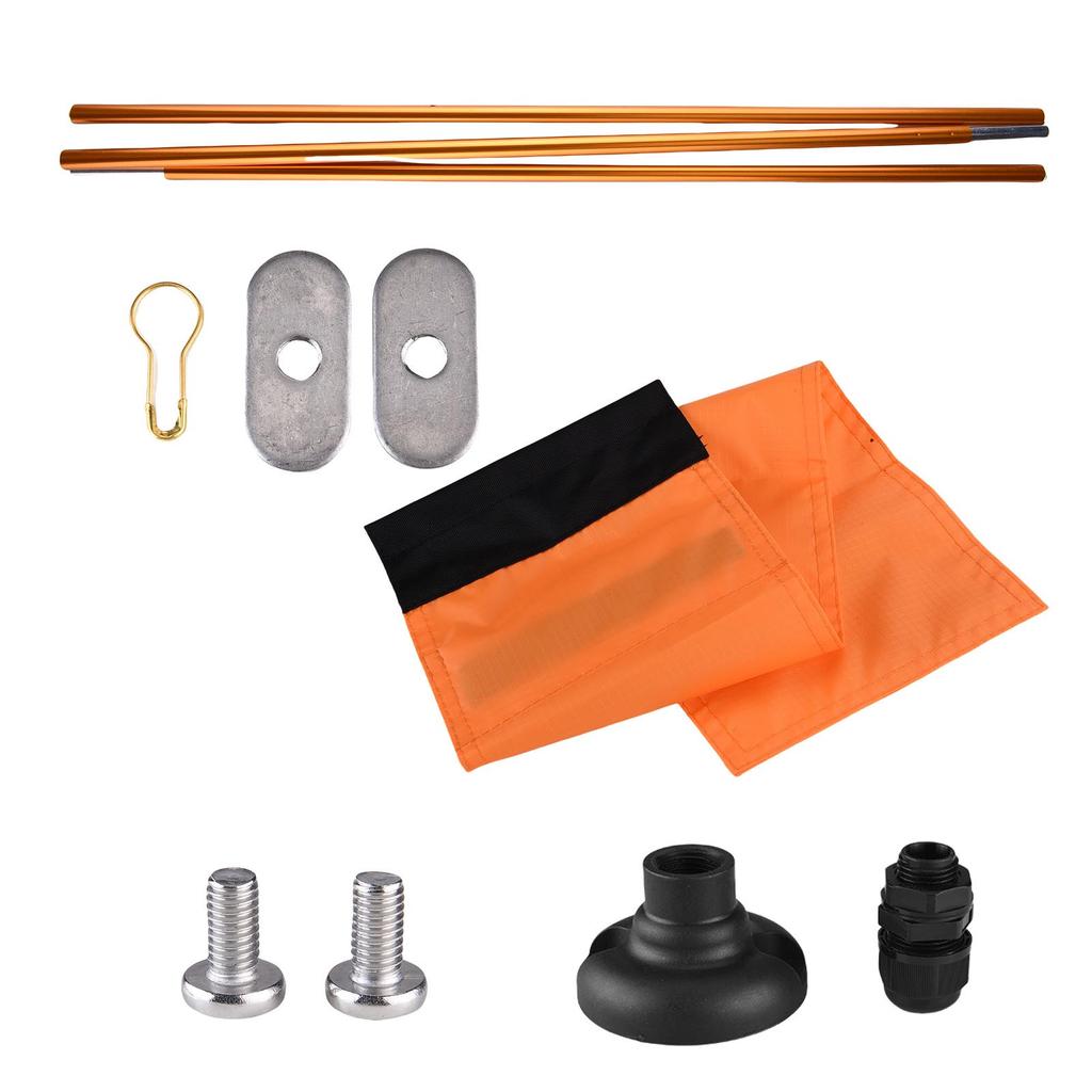 Large Kayak   Flag with Pole, Storage Bag, Screws and Track Mount Base High Visibility 20x5.6 Inch