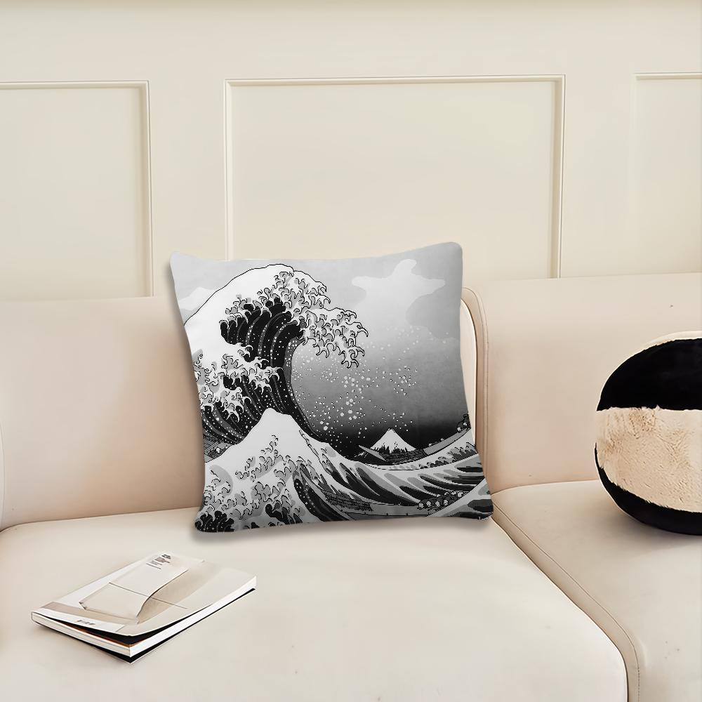 Große Welle von Kanagawa Kissenbezug Kissenbezug Dekoration Zimmer Zuhause Sofa Wohnen Büro Auto Nordische Schlichtheit