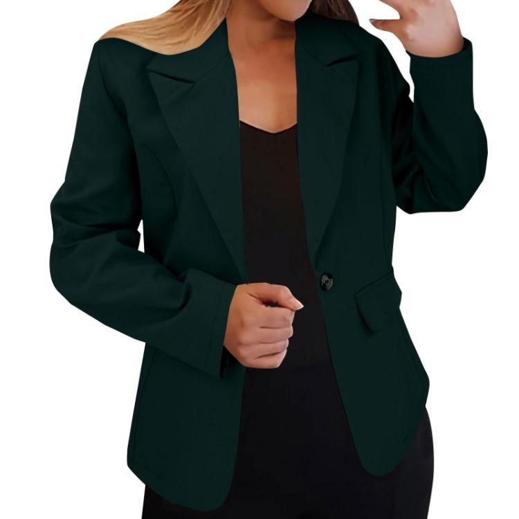 Giacca Blazer Casual Oversize Elegante da Donna alla Moda Cappotto Abito da Lavoro Tinta Unita con Bottoni Rever Maniche Lunghe Capospalla Largo