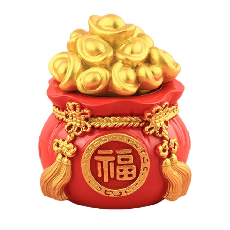 Chinese New Years Decoration Resin Money Tree Statues Blessing Bag Figurines Fengshui Ornament for Wealth Good Luck