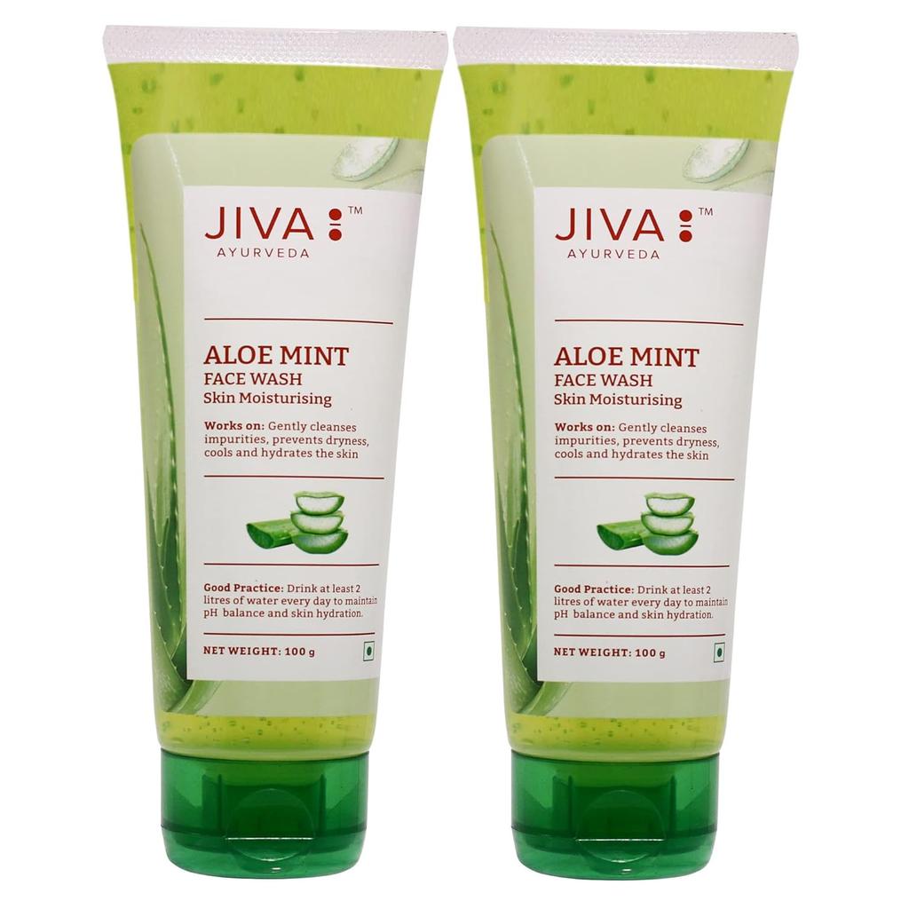 Jiva Aloe Mint Facewash 100gm X Pack of 2 | Deep Cleansing, Hydrating, Oil Control, Smooth Skin Care