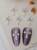 10pcs Gold SilverCross Nail Charms 3D White Pink Rhinestones Nail Art Decorations DIY Nail Gems Nail Supplies