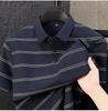Men's High-End Summer Ice Silk Striped Polo and Shorts Set