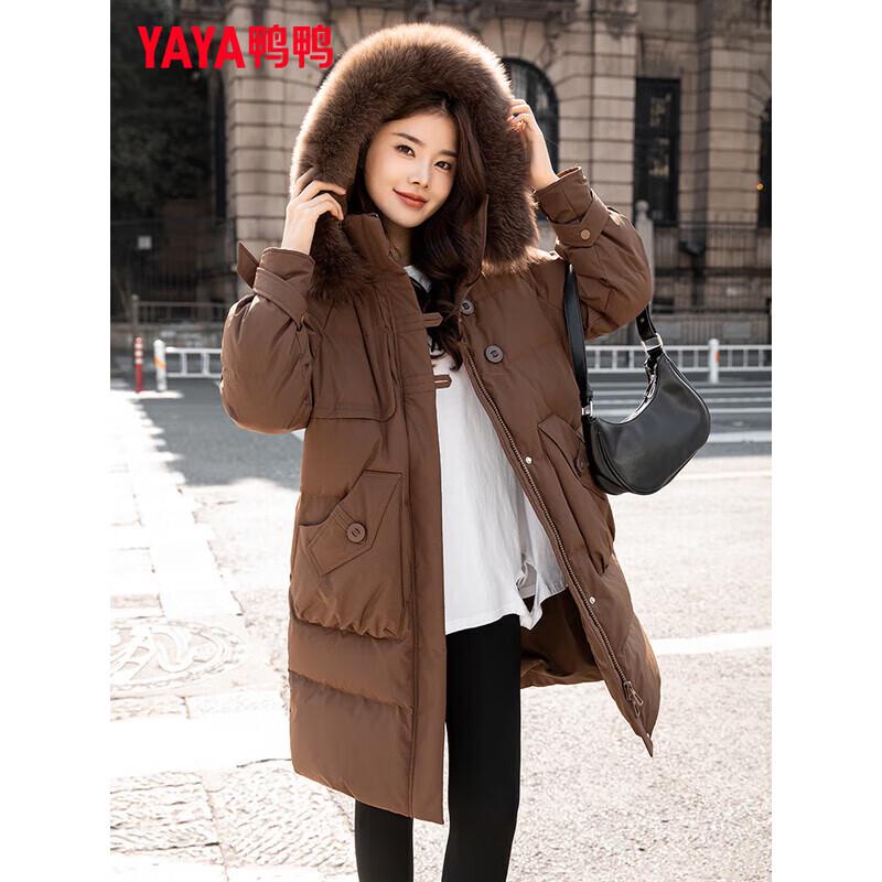 YAYA Women's Detachable Fur Collar Down Jacket