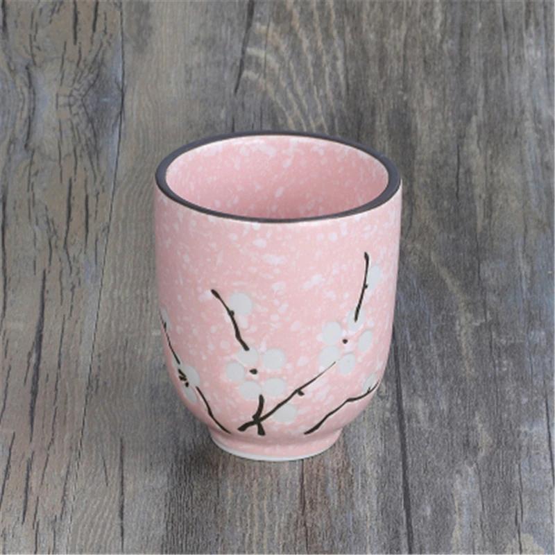 Japanese Tea Water Mug Handy Cup Hand-painted Ceramic Cherry Blossom Cups Creative Rough Ceramic Tea Cups  Coffee Cup