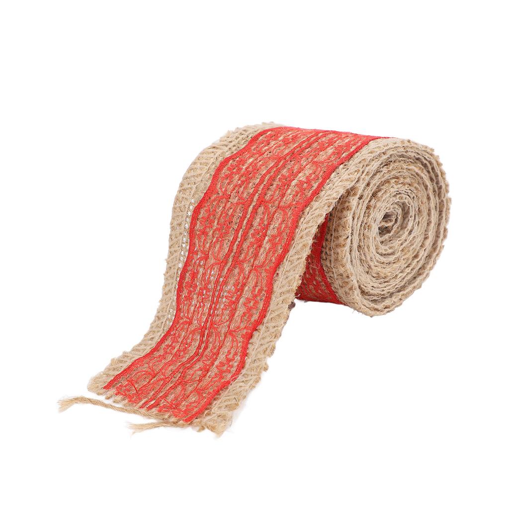 5 Rolls Burlap Lace Ribbon Decorative Jute Burlap Ribbon Roll for Crafts Festival Decor