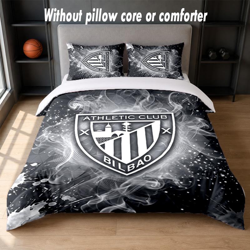 Athletic Bilbao Football Design Bed Bedding Set 1 Duvet Cover + 2 Pillowcases Soft Breathable Household Bed Linens