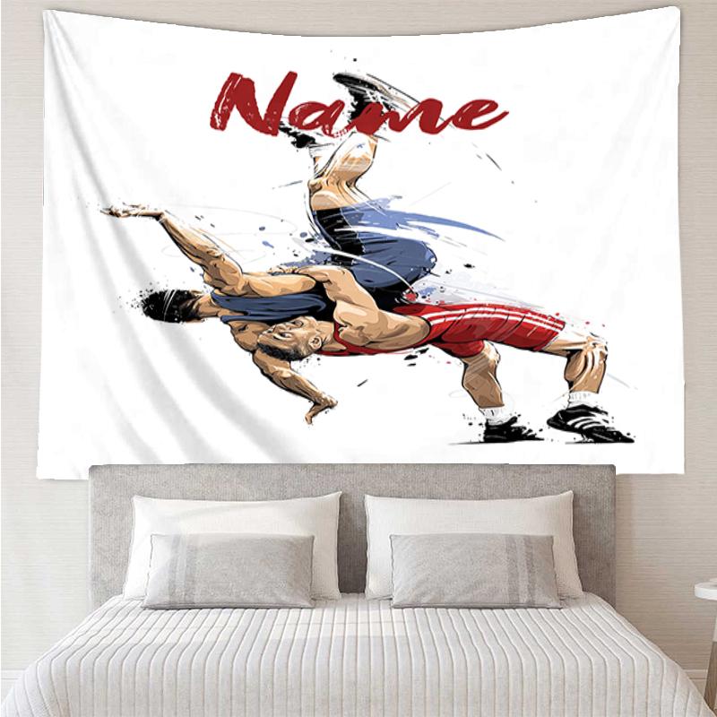 Custom Name wrestling Print Tapestry, Backdrop, Easy Setup, Ideal for Bedroom, Office & Living Room, with Aesthetic Wall Hanging Decor.
