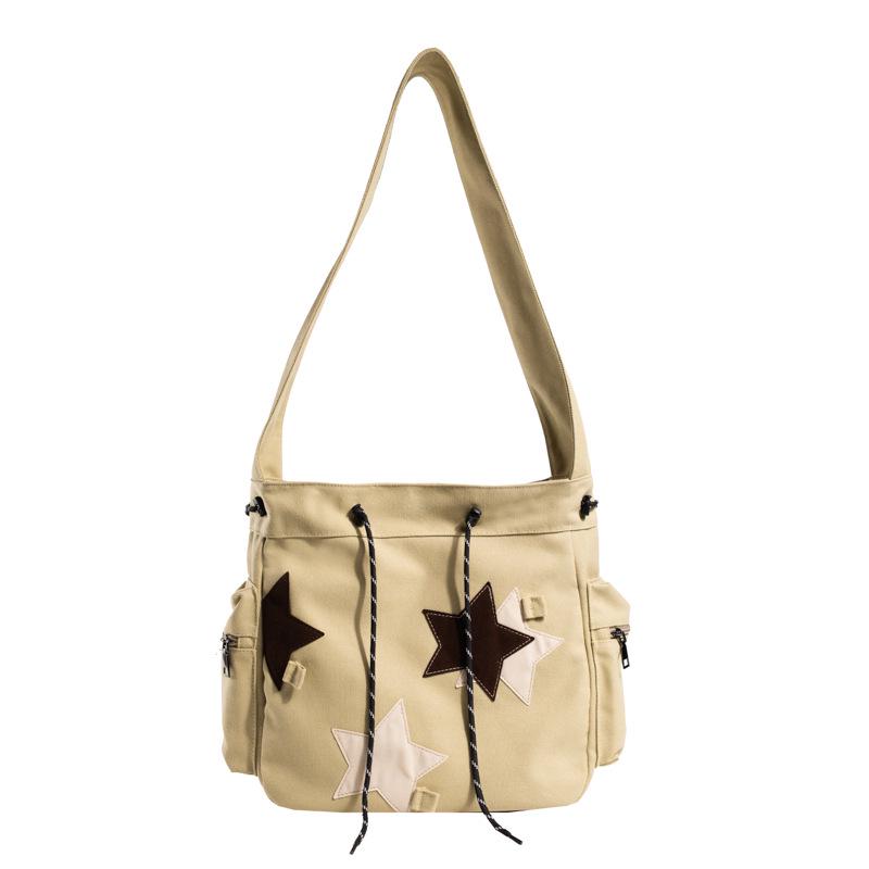 American Retro Star Canvas Backpack - Large Capacity, Stylish & Versatile Shoulder Bag