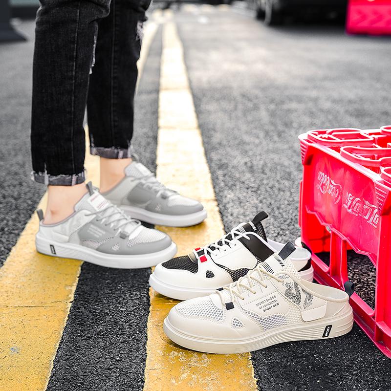 Men’s Sports Shoes Summer Backless Clogs Mules Casual Slippers Sneakers Students Sandals Over Sized