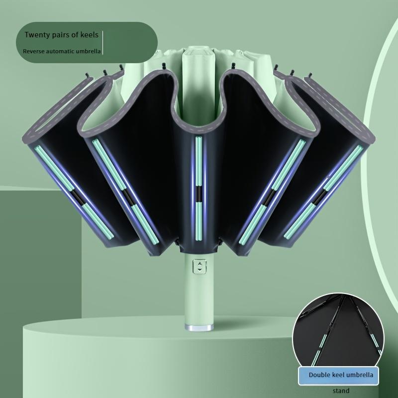 Kompaktní velikost, safírově modrý automatický obrácený deštník - Vodotěsný, UV ochrana, Stylový skládací design s dvoužebrovou konstrukcí a bezpečným zamykáním