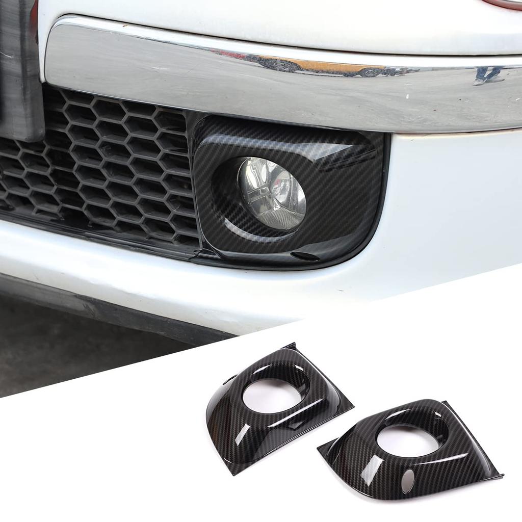 Hcilloend Fog Light Front Fog Light Trim Protective Covers for New Fiat 500 ABS Decorative Exterior Custom Set Fiber Covers, Rings, (2011-2019),