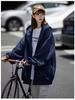 Unisex Japanese Retro Waffle Knit Hooded Cardigan - Loose Fit Solid Color Autumn/Winter Casual Jacket