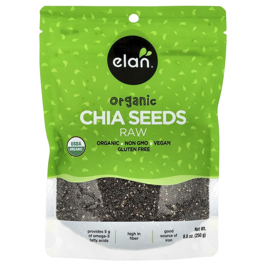 Elan Organic Chia Seeds, Raw, 250g (8.8oz)