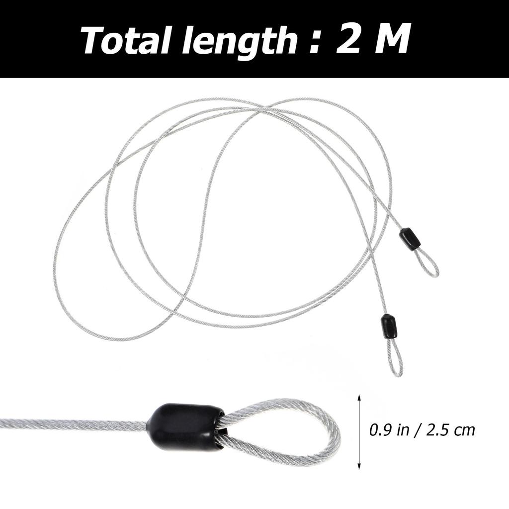 3Pcs Wire Rope 2M Braided Stainless Steel Cable Corrosion Resistant Flexible Hard Sturdy for Cable Railing Picture Hanging Crimp