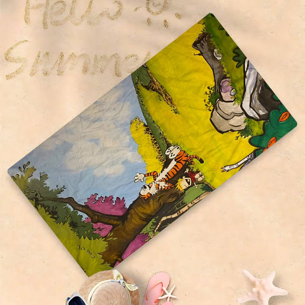 C-Calvin And Hobbes Microfiber Beach Towel Absorbent Quick dry Soft Yoga Swimming Resort Mountain Climbing Towel
