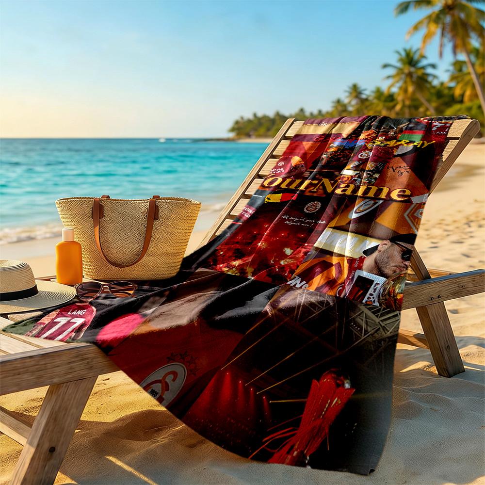Galatasaray Customized Name Beach Towel Quick-Dry Soft Microfiber Suitable for Sports Travel Swimming Yoga Bathroom Beach And Pool