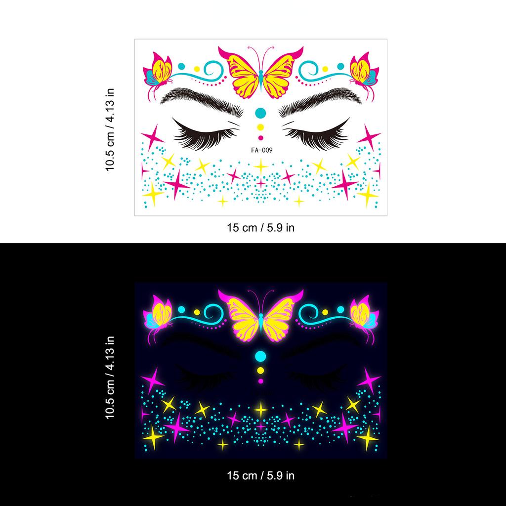 Music Festival Fluorescent Face Waterproof Nightclub Masquerade Neon Glow Tattoo Stickers
