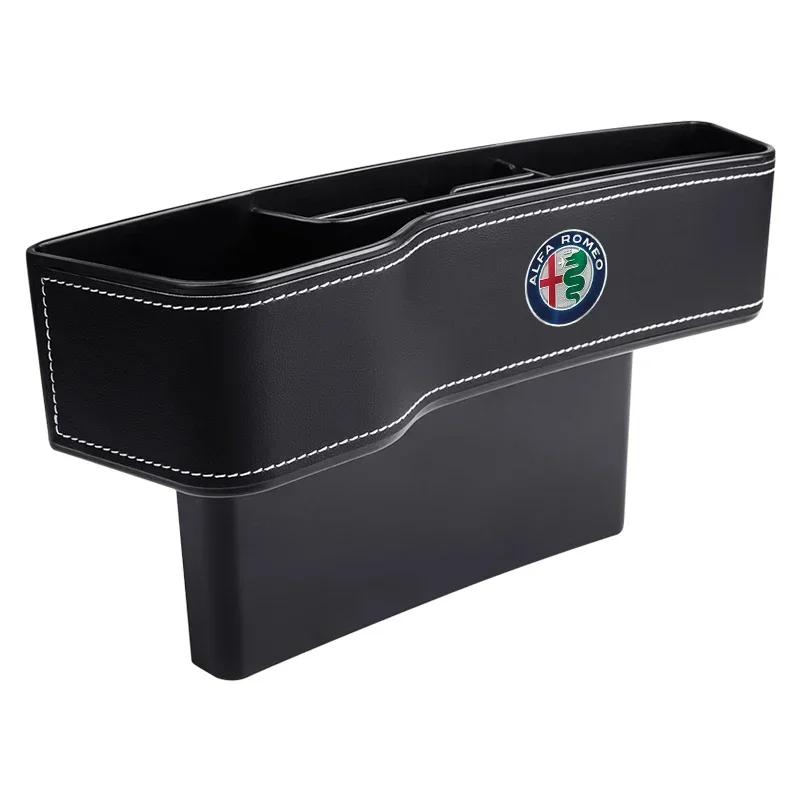 Leather Car Seat Gap Storage Box Cup Multifunctional Pocket Catcher Organizer for Alfa Romeo Giulia Stelvio Giulietta 156 159