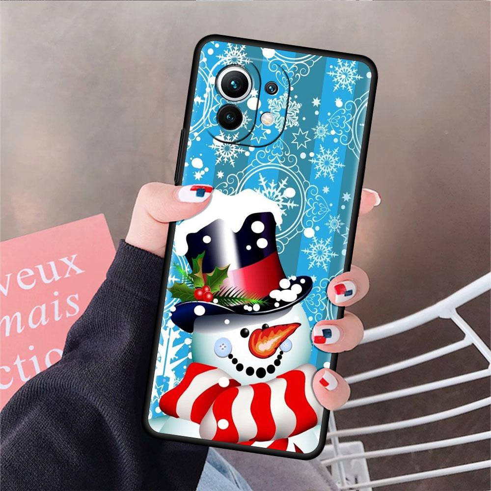 Soft Silicone Case For Xiaomi Mi 11 Lite 5G NE 11T Pro 12S Ultra 12 Note 10 10T 9T Phone Cover Bumper Funda Christmas Snowman