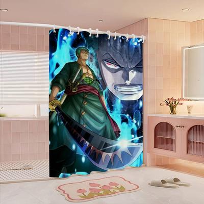 RORONOA ZORO ONE PIECE Anime Modern Simple Shower Curtain Bathroom Decorative Polyster Shower Curtain With Hook