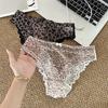 Women's Low Waist Triangle Panties Sexy Pure Cotton Lace Trim Hollow out Butterfly Knot Sexy Leopard Print Breathable Lingerie