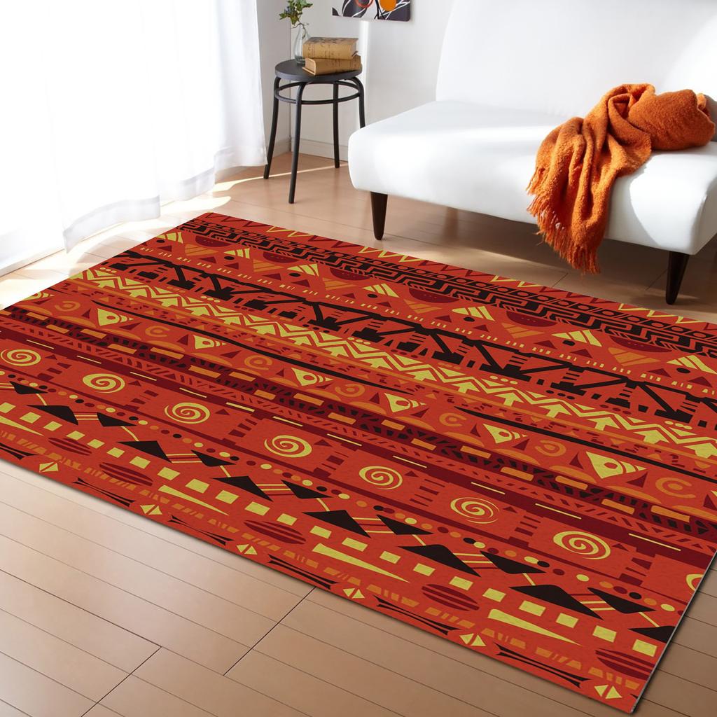 African Tambourine Geometric Lines Carpets for Living Room Anti-slip Carpet for Bedroom and Kitchen Floor Mats Home Decor Rug